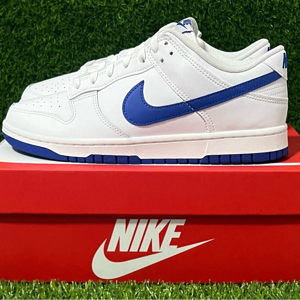 NEW Nike Dunk Low White Blue Athletic Sneakers Men’s Sizes - Picture 3 of 5